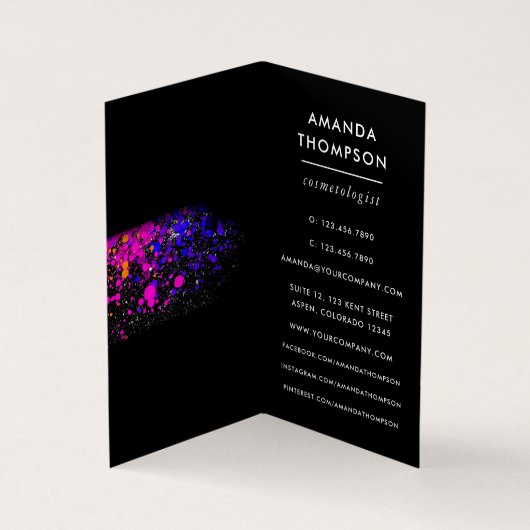 黒とネオンのブラシストローク 名刺 (内部)