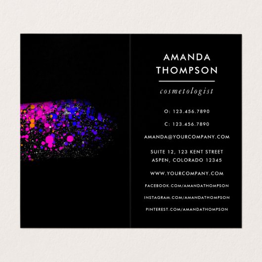 黒とネオンのブラシストローク 名刺 (内部フラット)