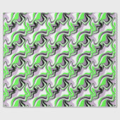 黒とネオンの緑の流体抽象芸術 ラッピングペーパー (フラット)