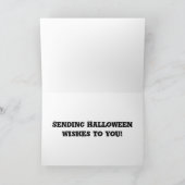 黒とネオンオレンジフクロウコインハロウィンカード カード (内部)