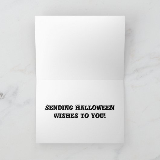 黒とネオンオレンジフクロウコインハロウィンカード カード (内部)