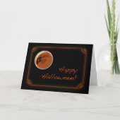 黒とネオンオレンジフクロウコインハロウィンカード カード (正面)