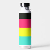 黒とネオンカラーブロックストライプモノグラム名 ウォーターボトル (左面)