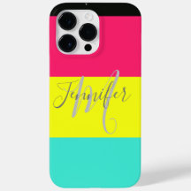 黒とネオンカラーブロックストライプモノグラム名