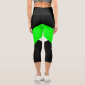 黒とネオングリーンのハイウェストのヨガパンツ カプリレギンス (裏面)