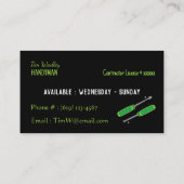 黒とネオングリーンリペアマンの名刺 名刺 (裏面)