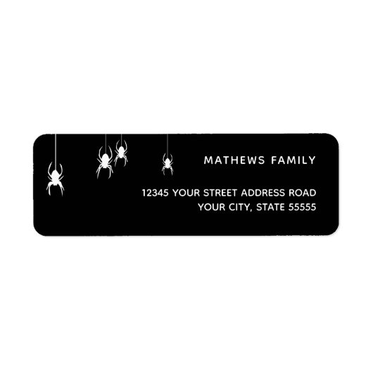 黒とハロウィーン用の白い4つのクモ ラベル (正面)