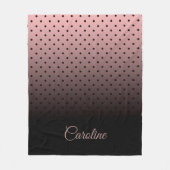 黒とバラのドットパターン フリースブランケット (正面)