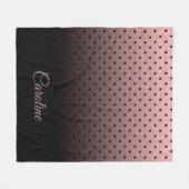 黒とバラのドットパターン フリースブランケット (正面(横))