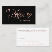 黒とバラのフェイク金ゴールドスクリプトとハート| 紹介カード (正面/裏面)