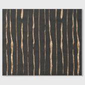 黒とバラの金ゴールドのパタストライプーン ラッピングペーパー (フラット)