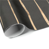 黒とバラの金ゴールドのパタストライプーン ラッピングペーパー (ロールコーナー)