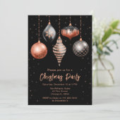 黒とバラの金ゴールドオーナメントクリスマスパーティー 招待状 (スタンド正面)