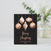 黒とバラの金ゴールドオーナメントメリークリスマス シーズンポストカード (スタンド正面)