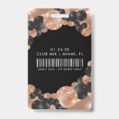 黒とバラの金ゴールドカスタマイズ可能なVIPすべてのアクセス バッジ (裏面)