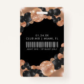 黒とバラの金ゴールドカスタマイズ可能なVIPすべてのアクセス バッジ (裏面)