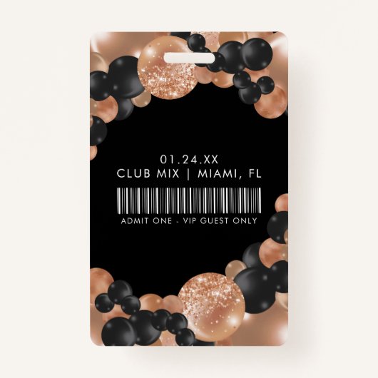 黒とバラの金ゴールドカスタマイズ可能なVIPすべてのアクセス バッジ (裏面)