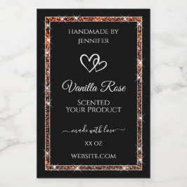 黒とバラの金ゴールドグリッターフレーム製品ラベル フードラベル