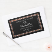 黒とバラの金ゴールドグリッターフレーム製品ラベル 長方形シール (封筒)