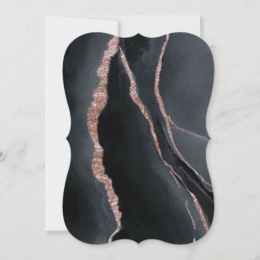 黒とバラの金ゴールドゲート結婚式招待状 (裏面)