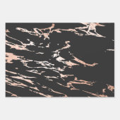 黒とバラの金ゴールドマーブルルック ラッピングペーパーシート (正面3)