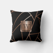 黒とバラの金ゴールド幾何学的 クッション (裏面)