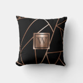 黒とバラの金ゴールド幾何学的 クッション (正面)