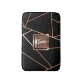 黒とバラの金ゴールド幾何学的 バスマット (正面縦)