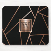 黒とバラの金ゴールド幾何学的 マウスパッド (正面)