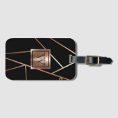 黒とバラの金ゴールド幾何学的 ラゲッジタグ (正面横)