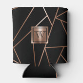 黒とバラの金ゴールド幾何学的 缶クーラー (裏面)