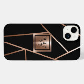 黒とバラの金ゴールド幾何学的 iPhoneケース (裏面横)