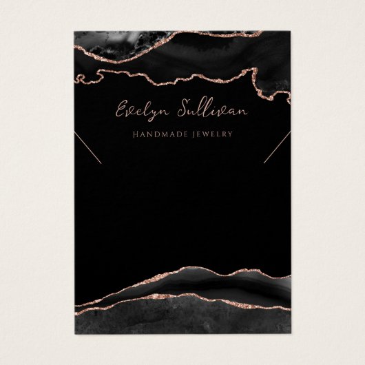 黒とバラの金ゴールド瑪瑙ネックレス表示カード (正面)