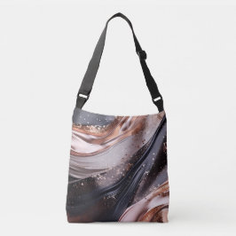 黒とバラの金ゴールド背景デザイン クロスボディバッグ