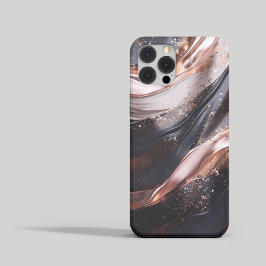 黒とバラの金ゴールド背景パーソナライズされたデザイン iPhone 14 PROケース