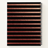 黒とバラの金パーソナライズされた箔 ノートブック (裏面)