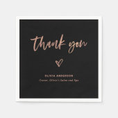 黒とバラ金ゴールドスクリプトとハート | サンキュー スタンダードカクテルナプキン (正面)