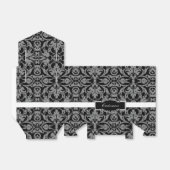 黒とパーソナライズされた白のダマスクのお願いボックス フェイバーボックス (折り畳みなし)