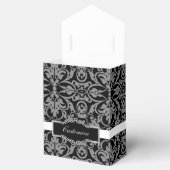 黒とパーソナライズされた白のダマスクのお願いボックス フェイバーボックス (オープン)
