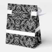 黒とパーソナライズされた白のダマスクのお願いボックス フェイバーボックス (裏面サイド)
