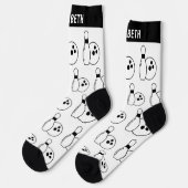 黒とパーソナライズされた白のボーリングソックス（名前あり） ソックス (左)