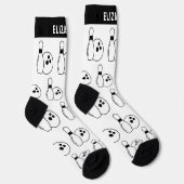 黒とパーソナライズされた白のボーリングソックス（名前あり） ソックス (右)