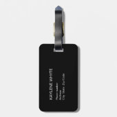 黒とパーソナライズされた金ゴールドの大理石ラゲージタグ ラゲッジタグ (裏面縦)