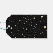 黒とパーソナライズされた金ゴールドの星空の夜のクリスマス ギフトタグ (裏面横)