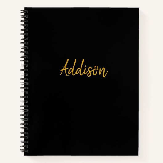 黒とパーソナライズされた金ゴールド ノートブック (正面)