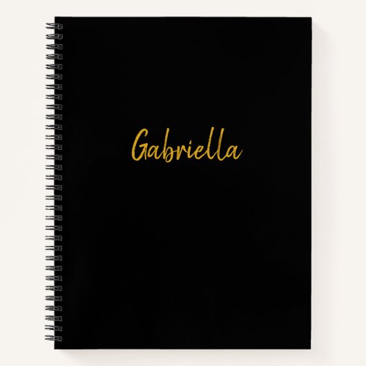 黒とパーソナライズされた金ゴールド  ノートブック (正面)