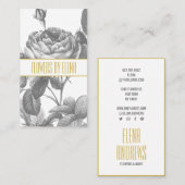 黒とビクトリアン白のバラの花金ゴールド 名刺 (正面/裏面)