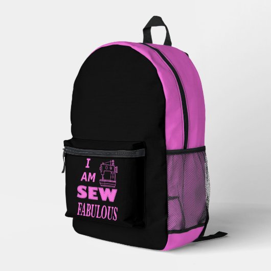 黒とピンクで私はとても素敵よ プリントバックパック (裏面右端)