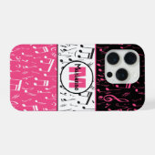 黒とピンクと白の音符 iPhoneケース (裏面横)