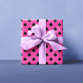 黒とピンクのエースのスペードパターモダンン ラッピングペーパーシート